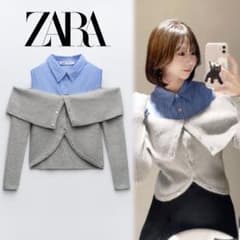 ZARA コントラスト カットアウト ニットセーター M ドッキング - メルカリ