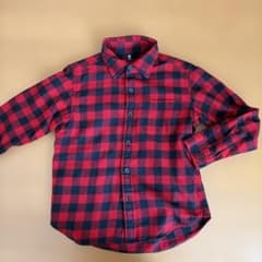 UNIQLO120キッズ 長袖 チェックシャツ レッド×ブラックのサムネイル