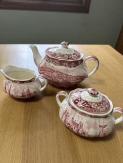 PALISSY POTTERY ヴィンテージ ティー、シュガー、ミルクポット3点 