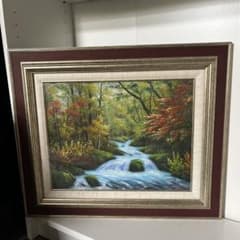 紅葉の奥入瀬 絵画 額縁付 - メルカリ