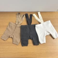リブ 編み サスペンダー ボトムス タイツ 3点 セット ベビー服 ベージュ 白のサムネイル