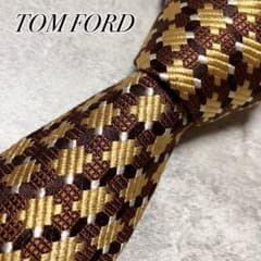 極美品 トムフォード ネクタイ チェック 格子柄 光沢感 ジャガード織