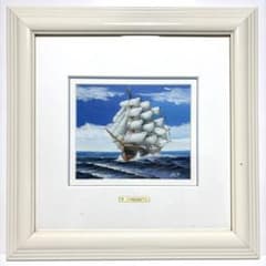 中古・油彩画】K.YAMASHITA 帆船絵画 額装付き 海景アート - メルカリ