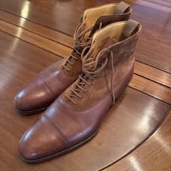 crockett&jones ブラウン レースアップブーツ レザー スエード - メルカリ
