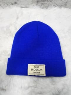 キッズ ニット帽 ブルー ビーニーのサムネイル