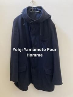 Yhoj Ymamoto pour homme 縮毛ウールジャケット Yhoj Ymamoto pour homme 縮毛ウールジャケット ネイビー - メルカリ