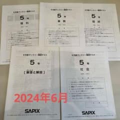 サピックス6年5月度マンスリー確認テスト未使用原本❗️解答用紙付き❗️2024年実施 サピックス 5年 6月度マンスリー確認テスト2024年 - メルカリ