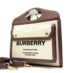 未使用に近い バーバリー 2way ミニ ポケットバッグ ロゴ レディース 茶 未使用に近い バーバリー 2way ミニ ポケットバッグ ロゴ レディース