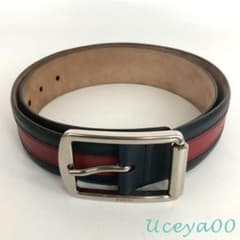 Gucci グッチ ベルト シェリーライン ネイビー バックル レザー 本革