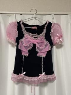 レア　Angelic Pretty Dream Dollカットソー　黒　ピンク レア Angelic Pretty Dream Dollカットソー 黒 ピンク - メルカリ