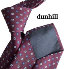 dunhill 던힐 넥타이 소문 무늬 버건디 보르도계 실크 무늬물