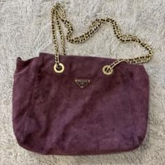 PRADA スウェードキルティングチェーンバッグ　パープル PRADA スウェードキルティングチェーンバッグ パープル - メルカリ