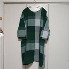 08mab グリーンチェック柄五分袖チュニックのサムネイル
