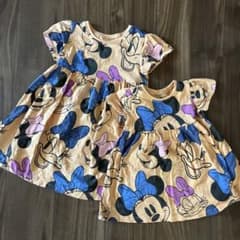 Disney ミニーマウス 半袖ワンピース 姉妹 お揃い　2点セットのサムネイル