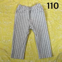 七分丈 ストレッチパンツ 110 グレーストライプのサムネイル