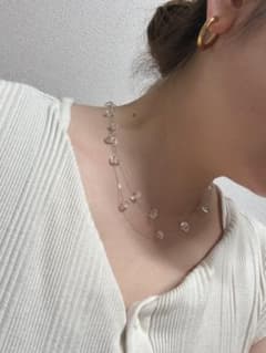 ｟朝露｠天然石　水晶　2連　ネックレス ニッケルフリーのサムネイル