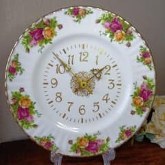 レアアンティーク oldカントリーローズお皿の時計英国製 レアアンティーク oldカントリーローズお皿の時計英国製 il_fullxfull