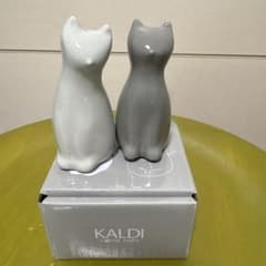 KALDI COFFEE FARM オリジナル　ソルト&ペッパー入れ　猫 未使用のサムネイル