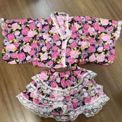 浴衣 甚平 女の子　セパレート　110cm 花柄　蝶　ハートのサムネイル
