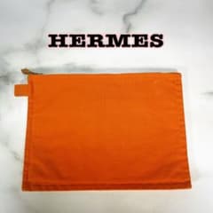 ❥HERMES❥  エルメス ボラボラ ポーチ MM（中）オレンジ キャンバスのサムネイル