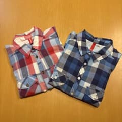 H&M DIVIDED チェック柄 長袖シャツ 2枚セットのサムネイル
