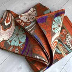 子供用 アンティーク帯 七五三 大正ロマン 正絹 レトロな花模様 N6-00