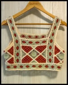 クロシェ ニット ビスチェ レッド×クリームのサムネイル