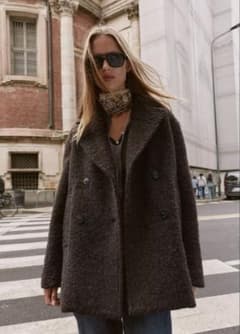 zara ブークレダブルブレストミディコート　xsのサムネイル