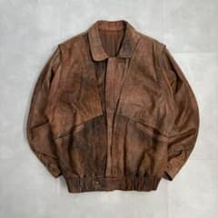 이탈리아제 VERA PELLE 가죽 가죽 재킷 그런 지 Y2K 헌 옷
