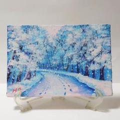 雪の風景 油彩画 東北水彩風景 「雪鳴り」津軽の地吹雪