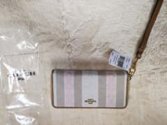 イチ様専用 COACH ストライプ 長財布 ベージュ・ピンクのサムネイル
