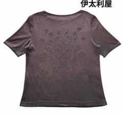 伊太利屋 カットソー トップス ラインストーン 半袖 Tシャツ 7号 M 