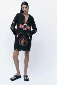 刺繍入りショートワンピース マルチカラーのサムネイル