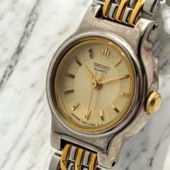 極美品 稼働品 SEIKO クォーツ 新品電池 レディース コンビ ラウンド