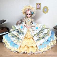 ジェニーフレンド27cmドール服 黄色と青のドレス - メルカリ