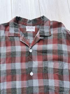 50s 60s コットン (レーヨン混？) チェック ビンテージ 開襟シャツ