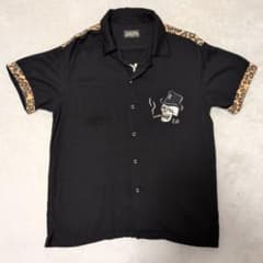 美品　SKULL WORKS シャツ　スカル　刺繍　ブラック　ヒョウ柄のサムネイル