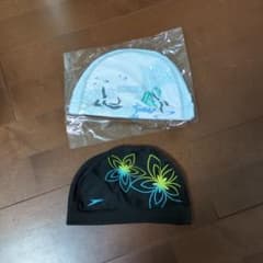 水泳用キャップ 2個セット 白と黒のサムネイル