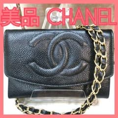 美品】シャネルCHANELキャビアスキン黒ココマーク財布フラグメント正規 