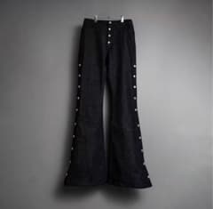 SHIKITARI Side snap bell-bottom denim黒のサムネイル