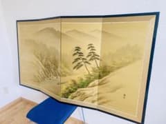山水画 4つ折り屏風 160cm x 90cm