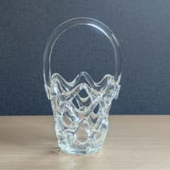 IWATA 岩田ガラス 透明 バスケット造形 花瓶 草月流 - メルカリ