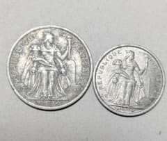 フランス領ポリネシア　アルミ貨2種類