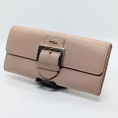 FURLA Flap Long Wallet, Leather, Pink Beige, Gold Hardware