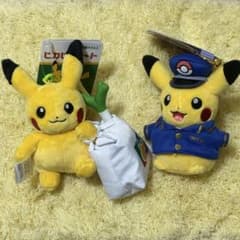 ポケモン　ピカピカマートぬいぐるみエコバッグキーホルダー　駅長ピカチュウ　セット ポケモン ピカピカマートぬいぐるみエコバッグキーホルダー 駅長