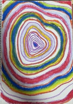 現代アート クレヨン画 抽象画 サークル No.142のサムネイル