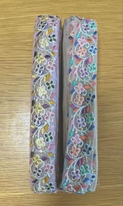 インド刺繍リボン 2ロールセット 花柄 スパンコールのサムネイル