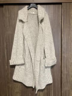 PAULE KA　ニットロングカーディガン ウエストベルト付き　ベージュのサムネイル