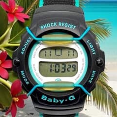 【極美品・電池交換済】カシオ　Baby-G BG-202 　ブラックｘグリーン