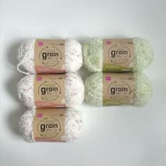 DAISO grain 毛糸 パウダーピンク ペールグリーン 5玉セットのサムネイル